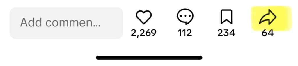 Screenshot of TikTok's sharing option on mobile